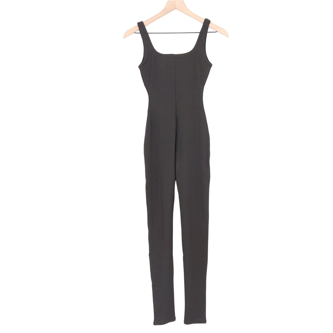 Naked Wardrobe Black Ribbed Scoop Neck Sleeveless Jumpsuit Small