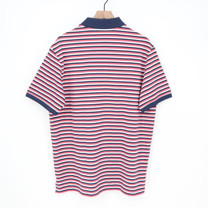 Walter Hagen Mens XL Clubhouse Stripe Pique Polo Pink Navy Blue