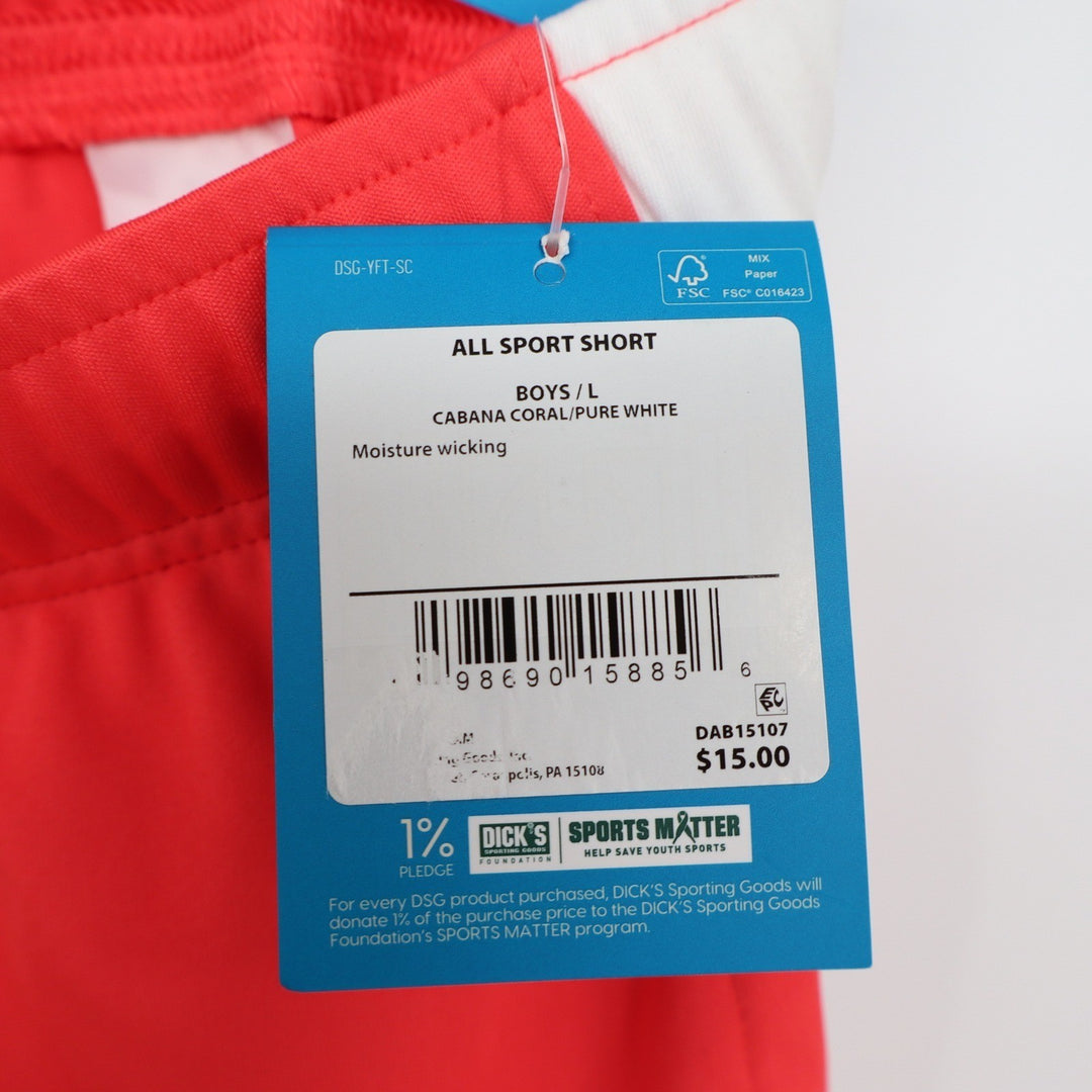 DSG Boys All Sport Short Cabana Coral Pink White Size L 14-16