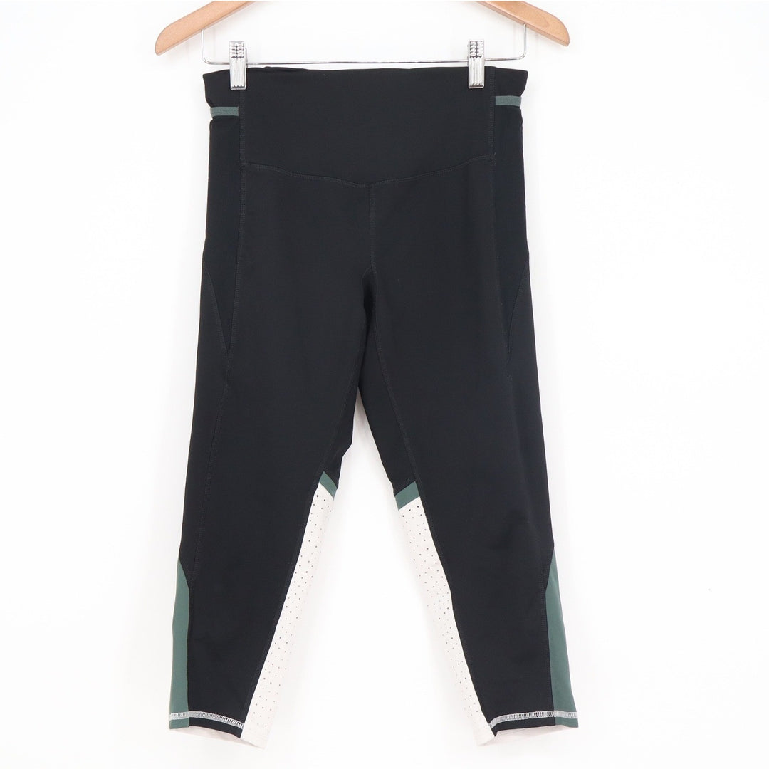 Champion Duo Dry Womens Medium Black Colorblock Perforated Cropped Leggings
