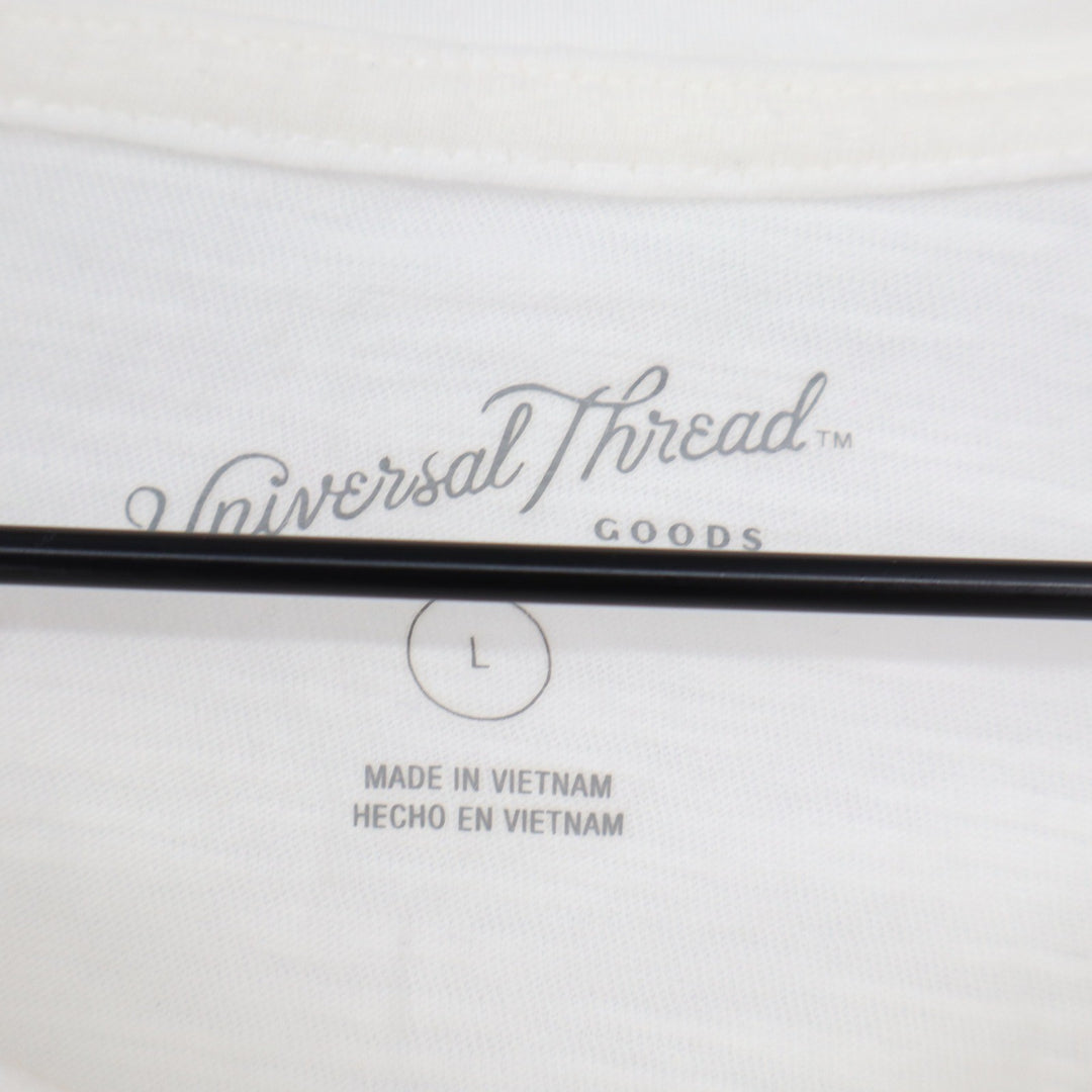 Universal Thread Womens Cream Cotton Slub Side Cinch Cropped T-Shirt Size L