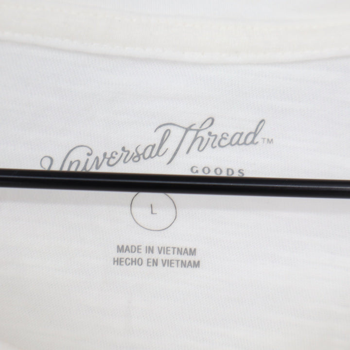 Universal Thread Womens Cream Cotton Slub Side Cinch Cropped T-Shirt Size L