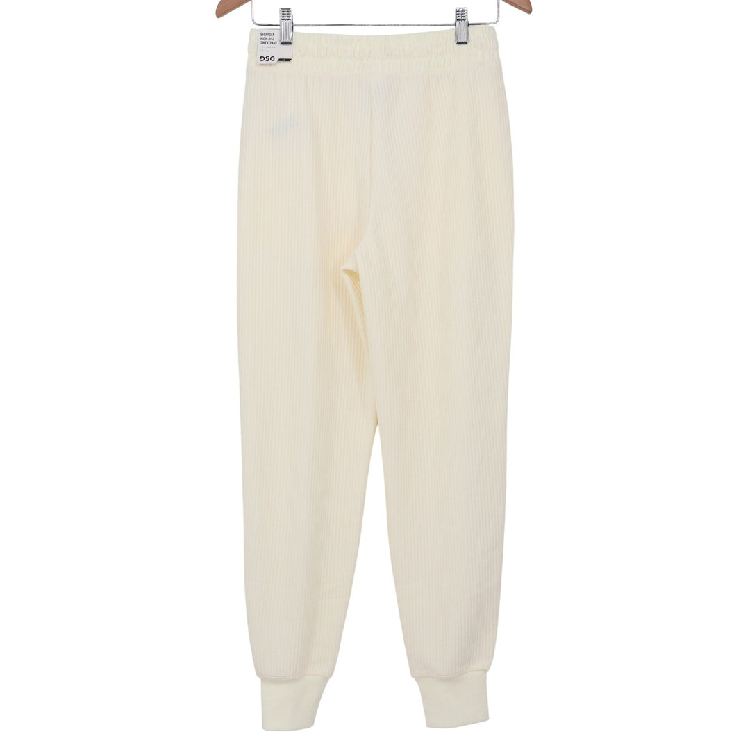 DSG So Soft Ottoman Jogger Womens XS Light Cream High Rise Ribbed Sweatpants NEW