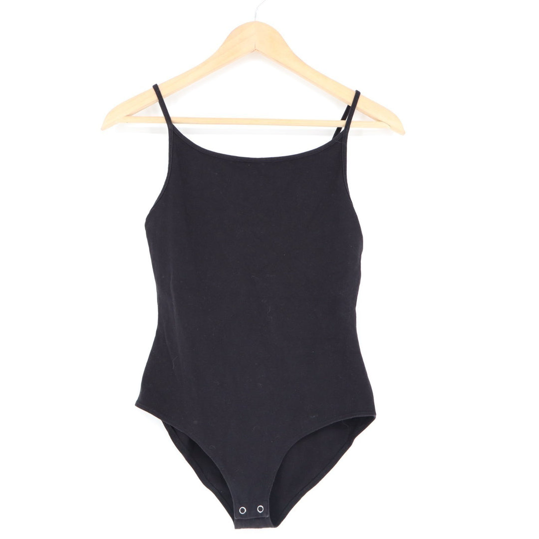 Forever 21 Bodysuit Womens Medium Black Stretch Scoop Neck Sleeveless One Piece