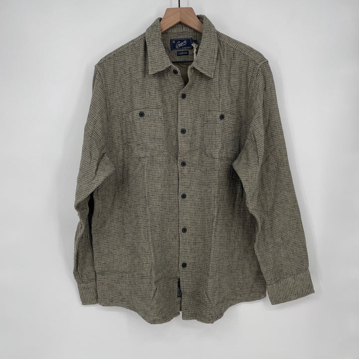 Grayers Clothiers Houndstooth Double Cloth Workshirt Sage Green Men's L