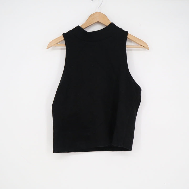 A New Day Black Ribbed Mock Neck Sleeveless Tank Top Large