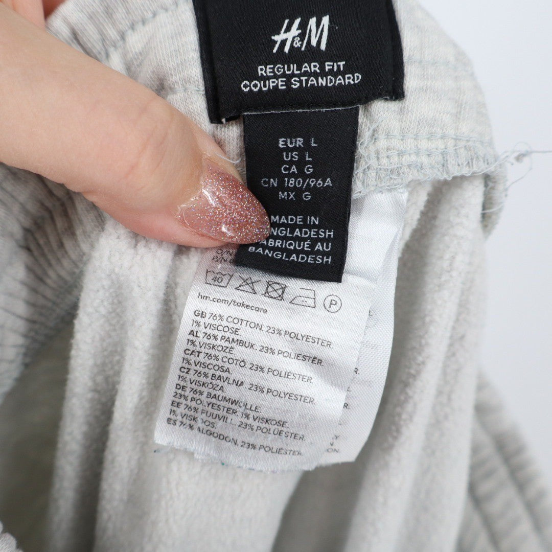 H&M Regular Fit Jogger Sweatpants Light Gray Size L Drawstring Comfort