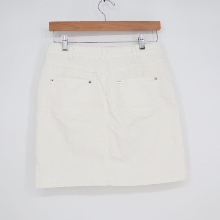 Jump Womens White Denim Mini Skirt Size S Straight Five Pocket Casual Basic