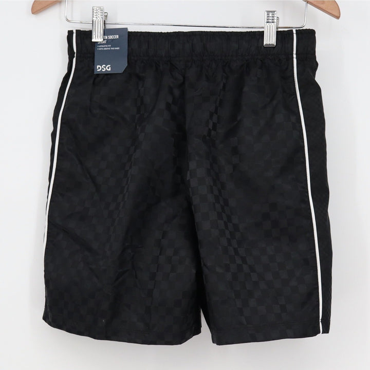 DSG Boys XL 18 Woven Soccer Shorts Pure Black Checkerboard