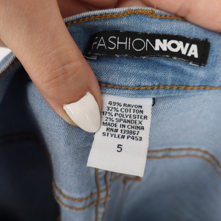 Fashion Nova Womens High Rise Skinny Jeans Light Wash Blue Size 5