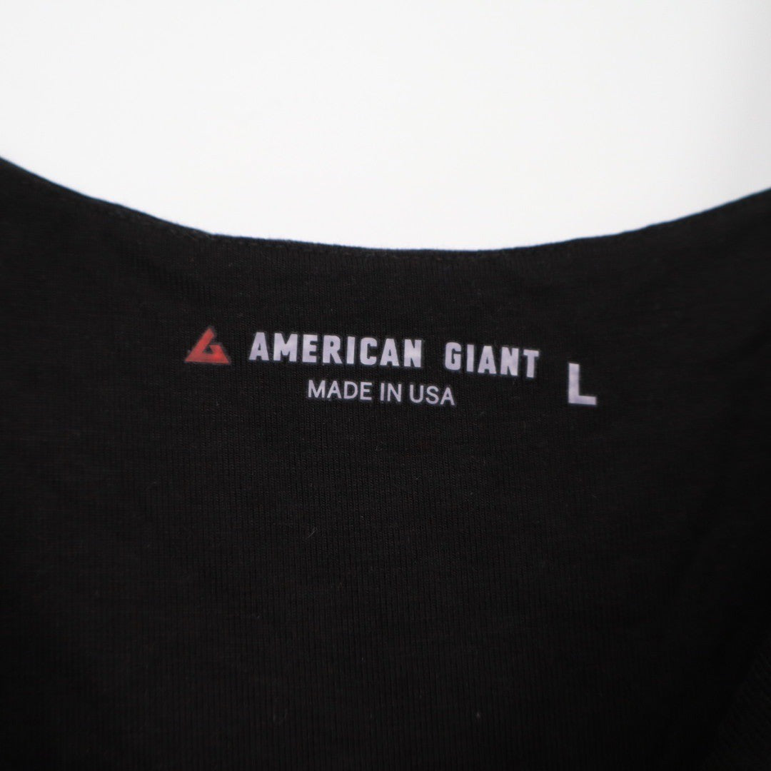 American Giant Black Sleeveless Fit Flare Midi Dress Size L Made in USA Pockets