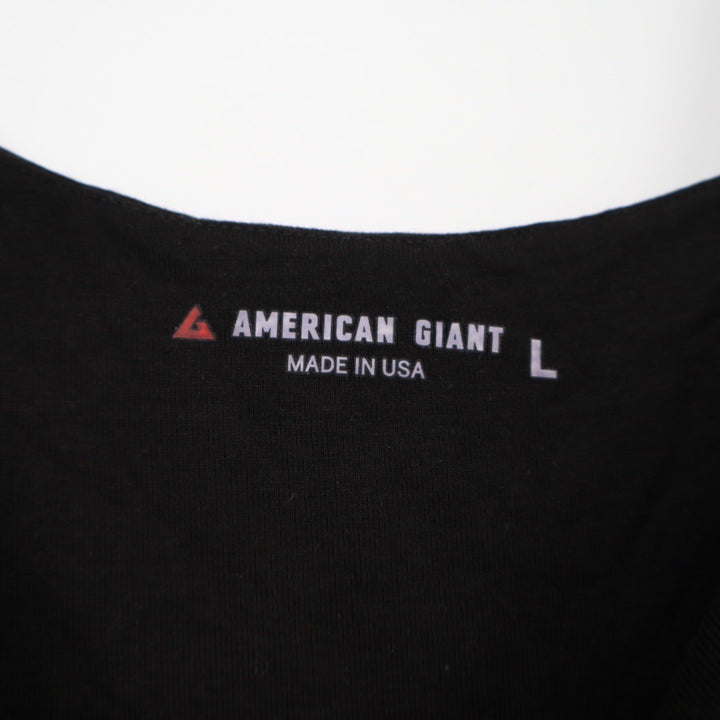 American Giant Black Sleeveless Fit Flare Midi Dress Size L Made in USA Pockets