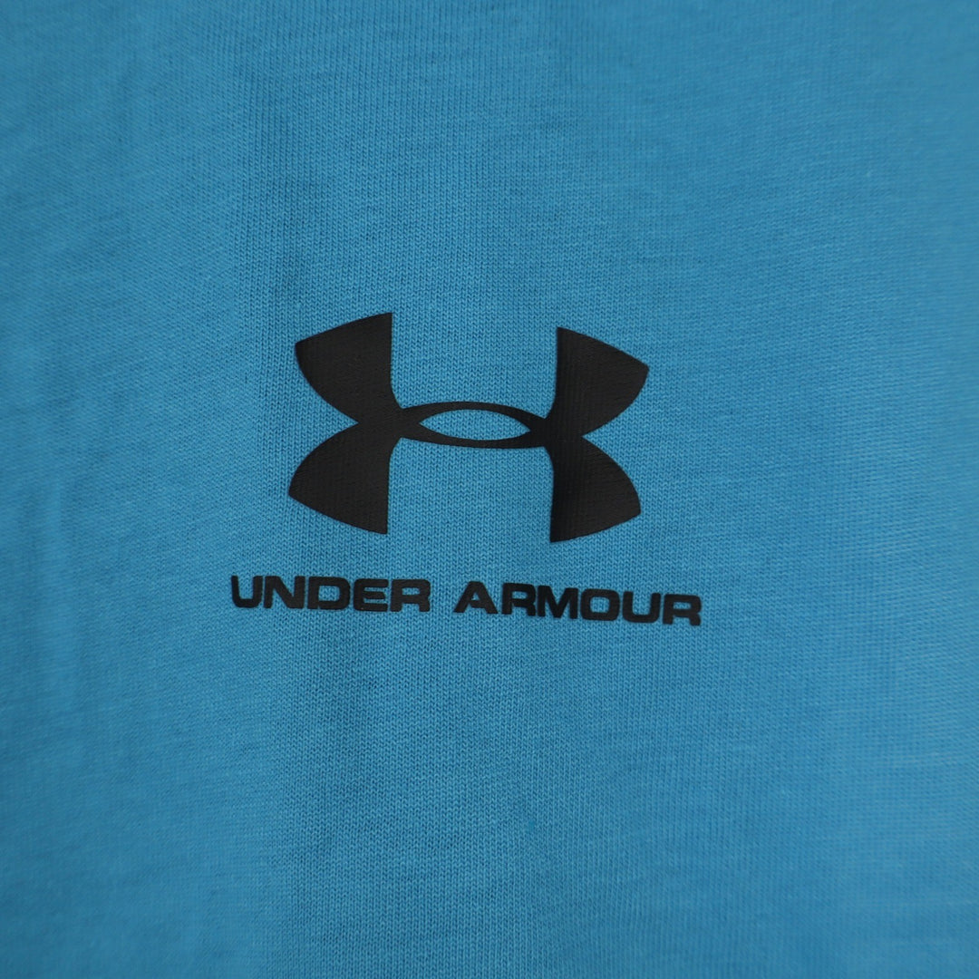 Under Armour Mens Left Chest Cut Off Tank Blue Sleeveless Muscle Shirt S