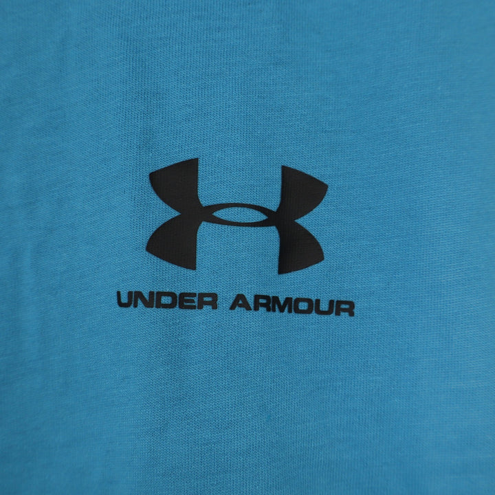 Under Armour Mens Left Chest Cut Off Tank Blue Sleeveless Muscle Shirt S