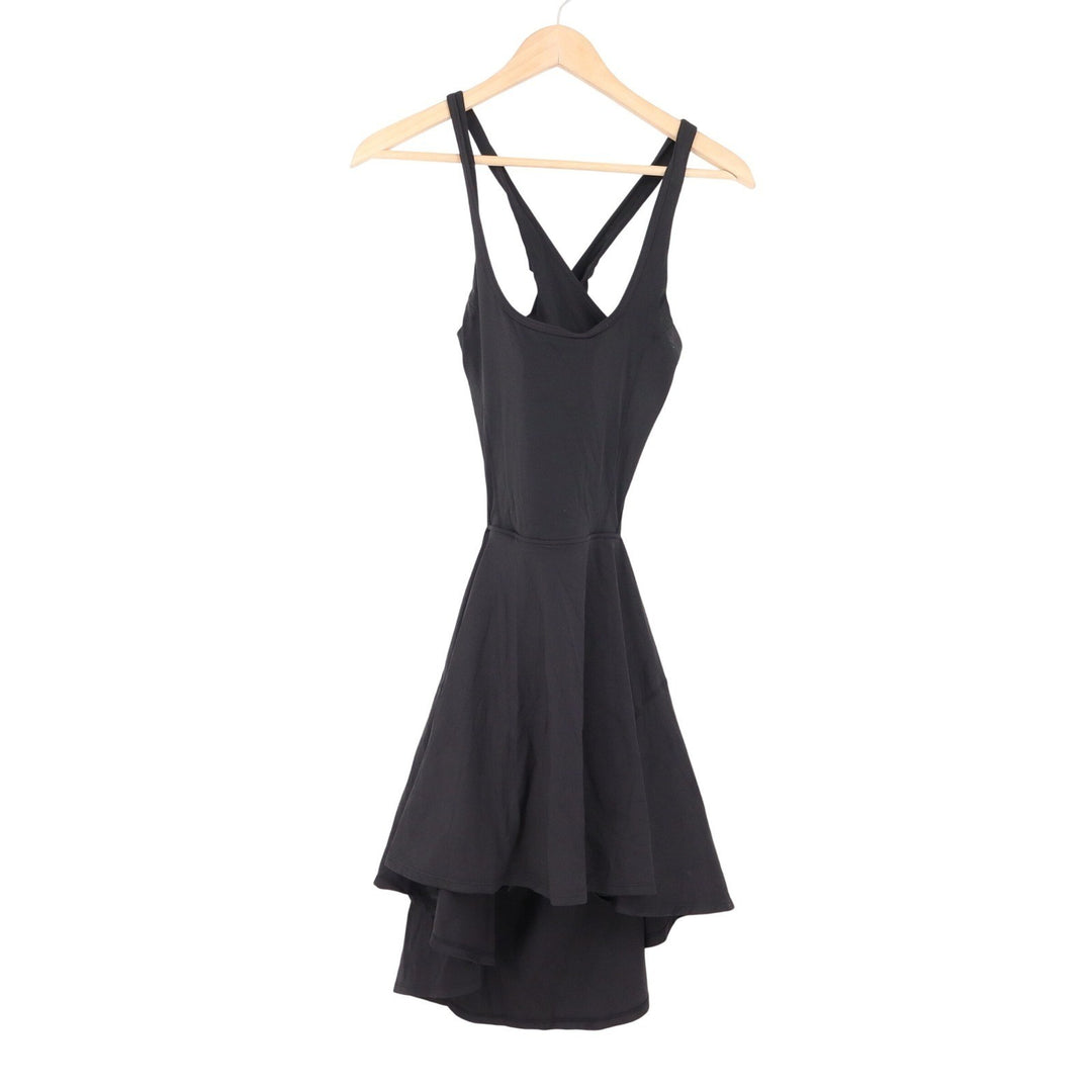 Black Activewear Exercise Dress with Built-in Romper Liner Open Back Size M