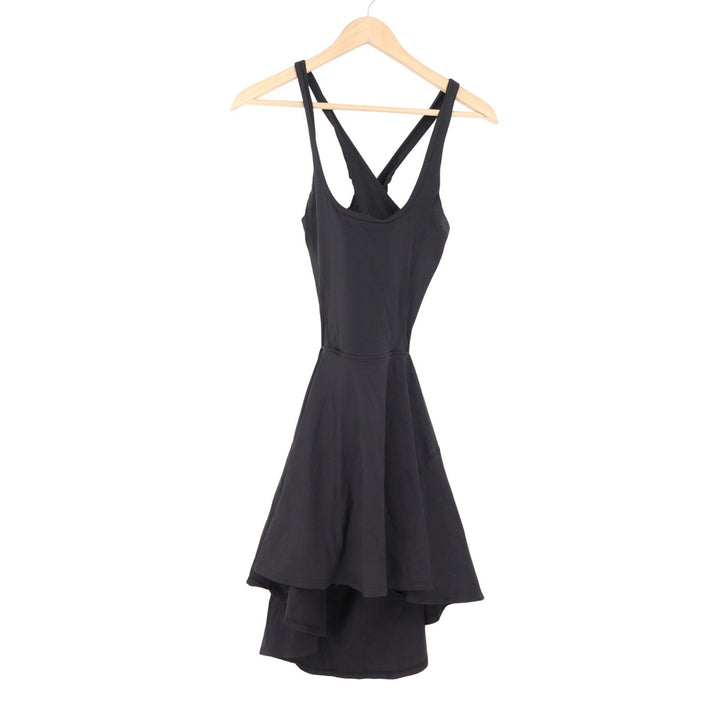 Black Activewear Exercise Dress with Built-in Romper Liner Open Back Size M