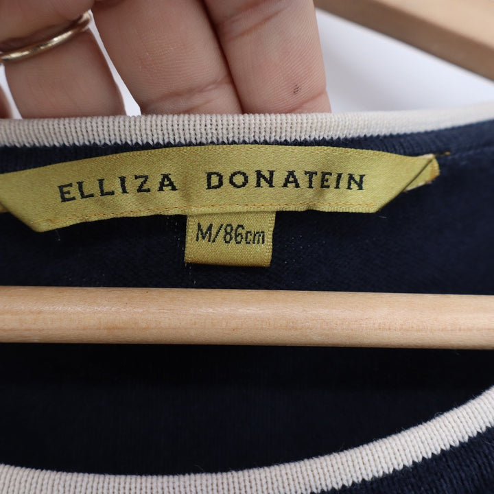 Elliza Donatein Navy Blue Cotton Fair Isle Crew Neck Sweater Mens Size M