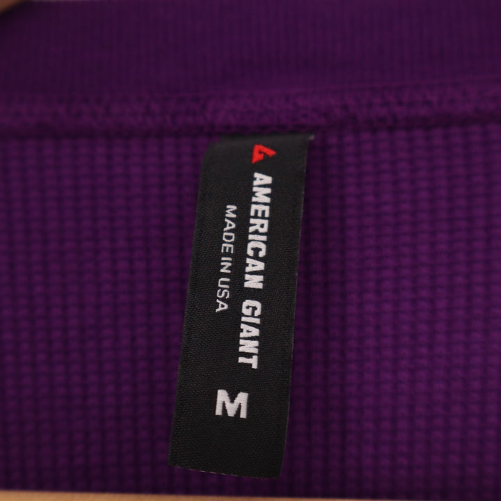 American Giant Thermal Henley Shirt Womens M Purple Cotton Stretch Ribbed Collar