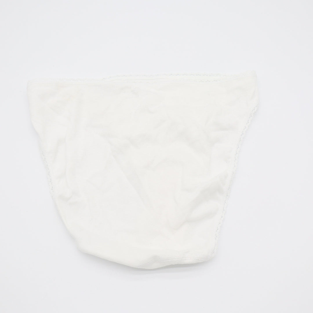 Charter Club Intimates White 100% Cotton Lace Trim High Cut Bikini Panties Large