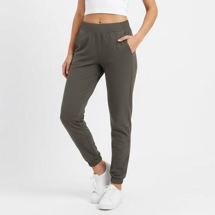 Athleta Brooklyn Textured Jogger Womens 4 Gray Stretch Mid Rise Slash Pockets