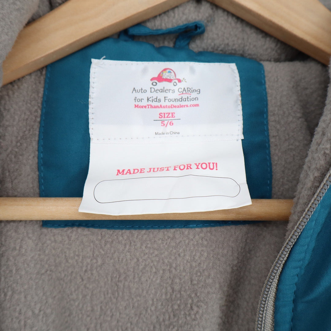 Operation Warm Puffer Jacket Kids 5/6 Teal Blue Hooded Excellent