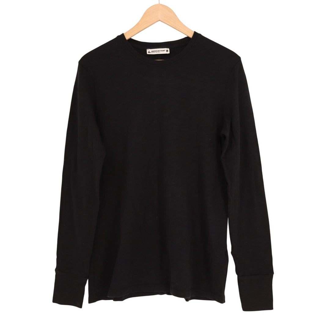 American Giant Premium Slub T-Shirt Womens M Black Cotton Crew Neck Long Sleeve