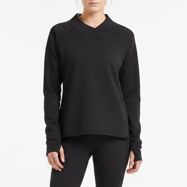 Athleta Athletic Top Womens Large Black Stretch Long Sleeve Mock Neck Pullover