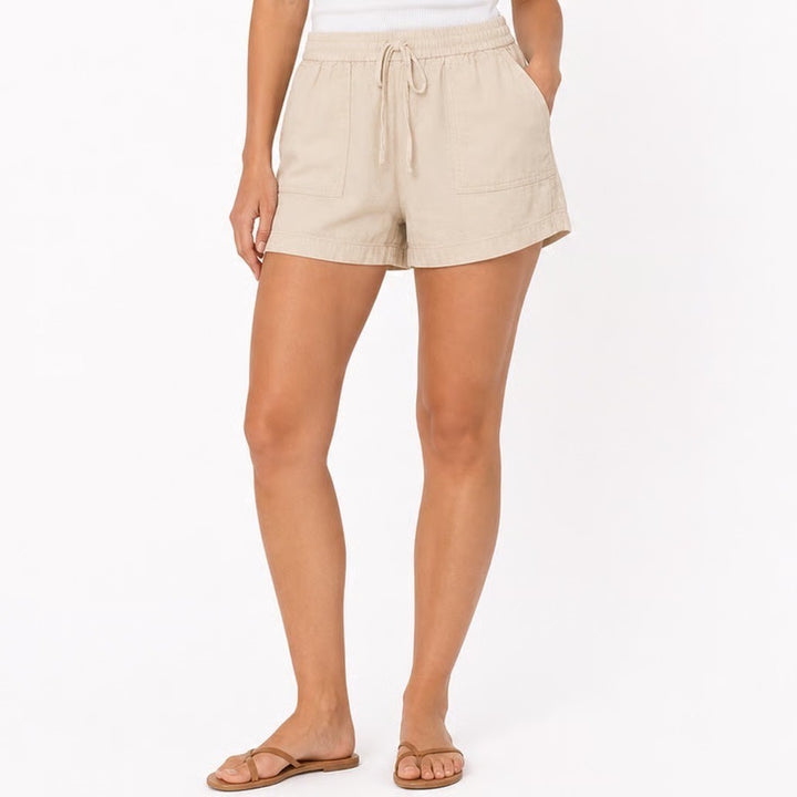 J.Crew Womens Linen Viscose Blend Pull On Shorts Cream Size S Elastic Waist 3in