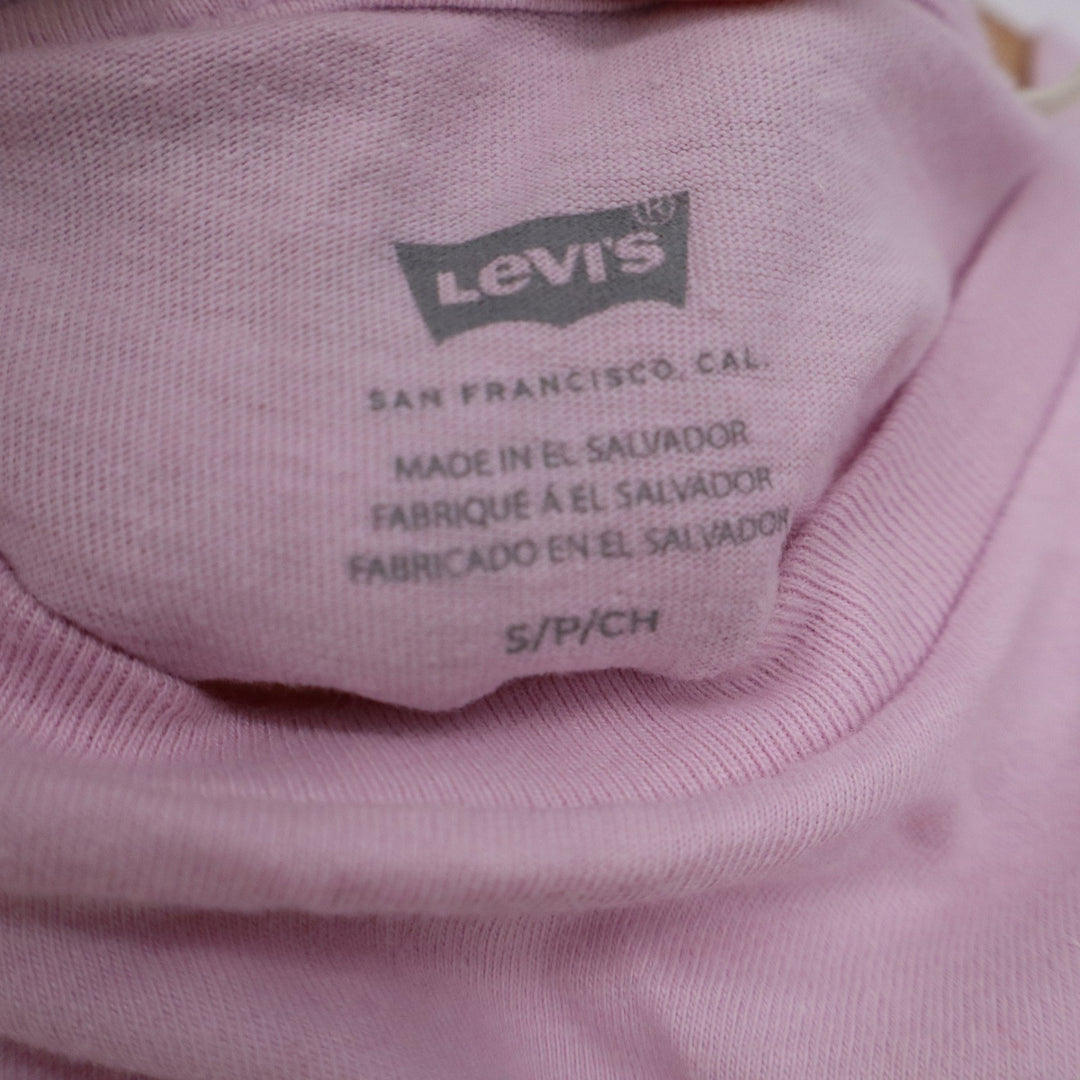 Levis Womens Batwing Logo Graphic T-Shirt Pink Short Sleeve Crew Neck Small