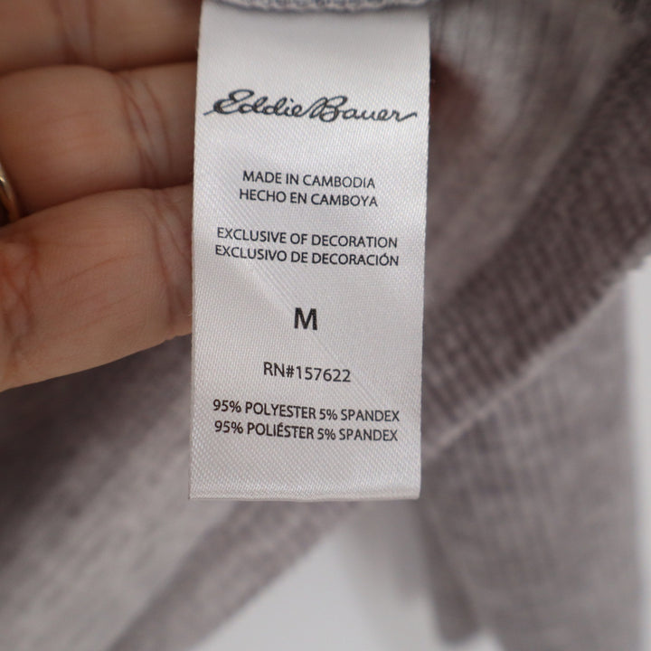 Eddie Bauer Mens Gray Waffle Knit Buffalo Plaid Moose Sleep Shirt Medium