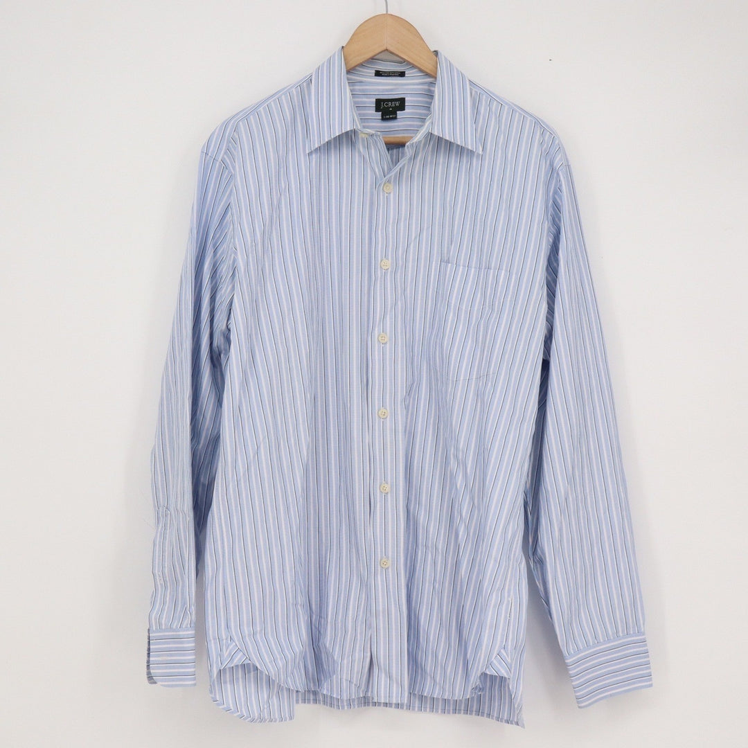 J.Crew Mens Slim Fit Striped Button Down Shirt Blue White Pink Cotton L 16-16.5