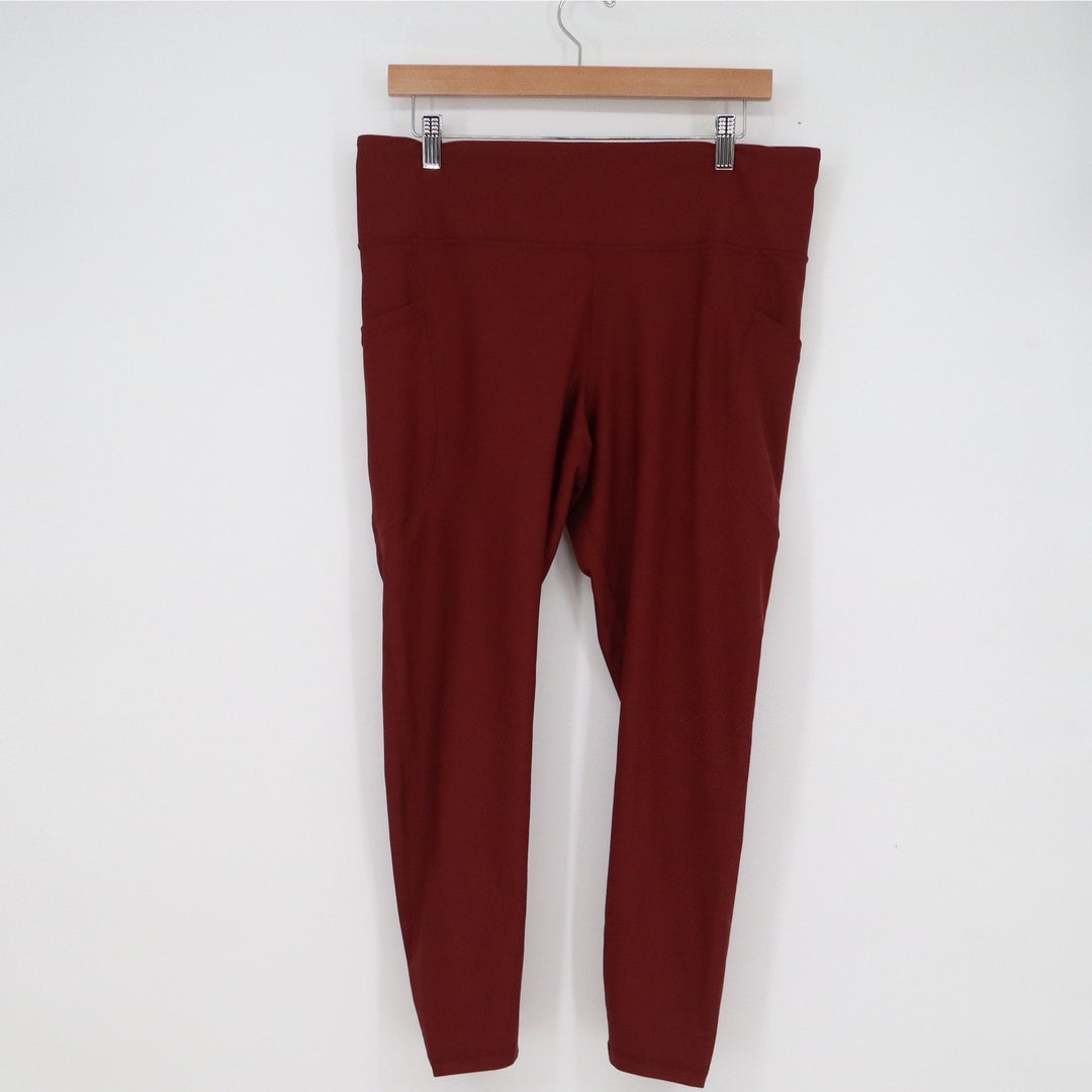 Old Navy Active Powersoft High Rise Leggings Burgundy XL Go-Dry Pockets Maroon