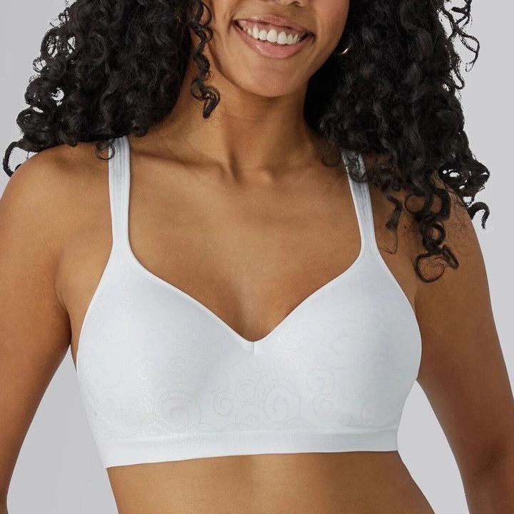 Bali Comfort Revolution T-Shirt Bra Womens 40B White Nylon Stretch Wireless