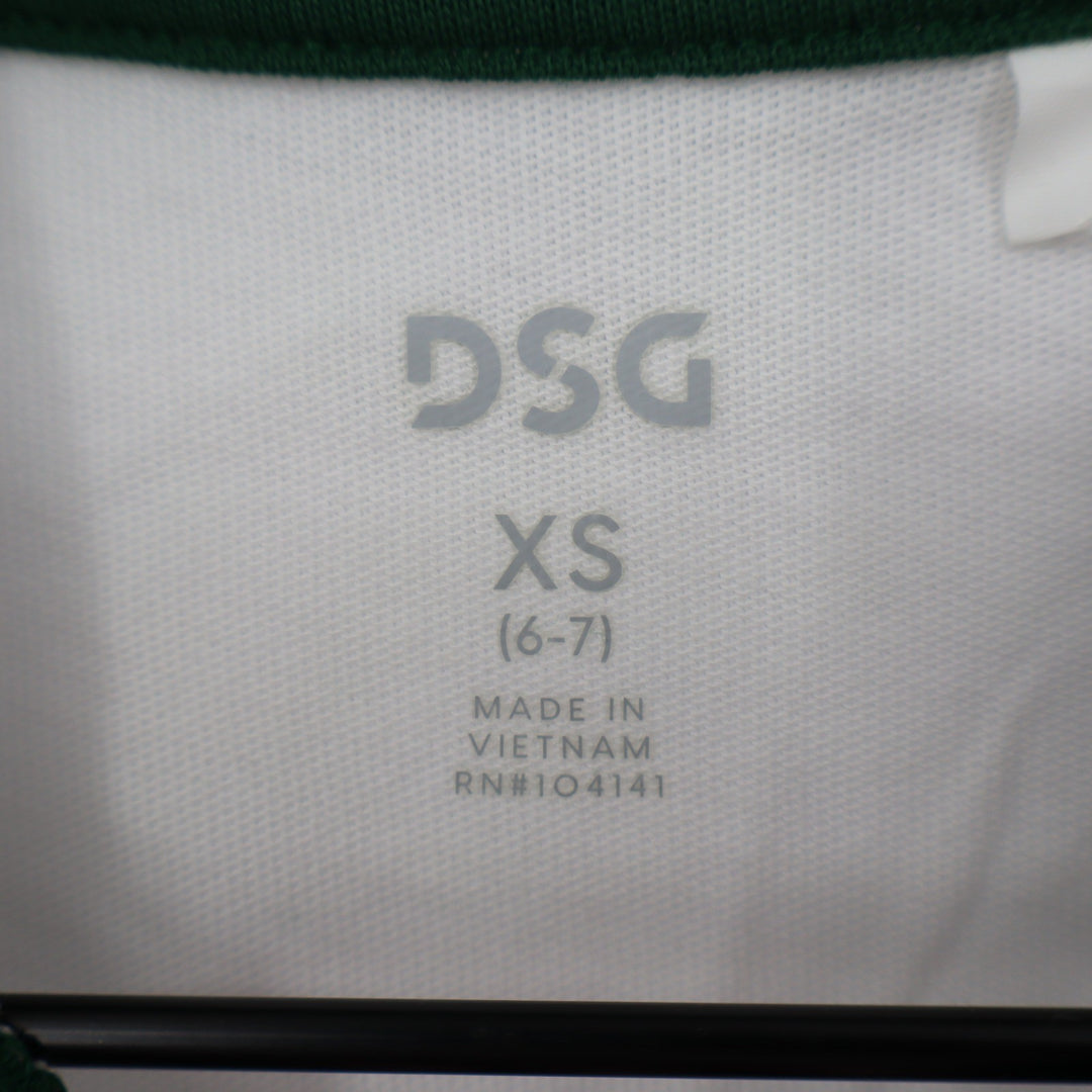 DSG East Hampton Tennis Club Graphic Ringer Tee White Green XS 6-7 8620