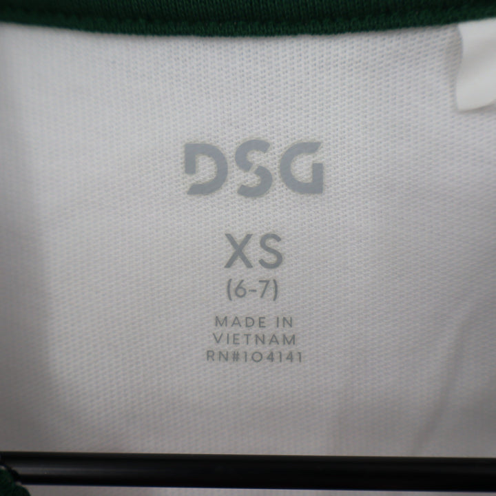 DSG East Hampton Tennis Club Graphic Ringer Tee White Green XS 6-7 8620