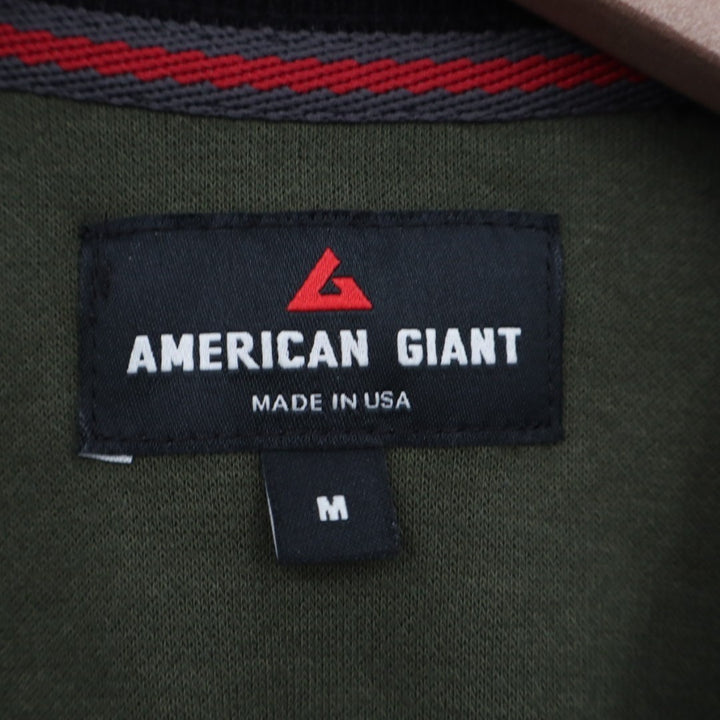 American Giant Shirt Mens Medium Olive Green Black French Rib Raglan Colorblock