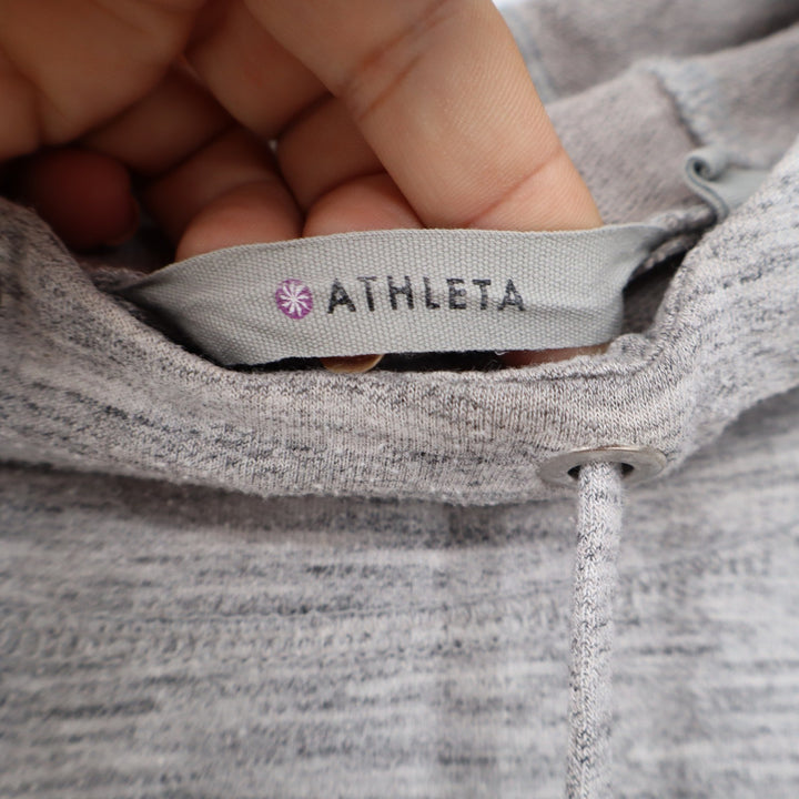 Athleta Womens XL Gray Space Dye Modal Pullover Hoodie Thumbhole High-Low Hem