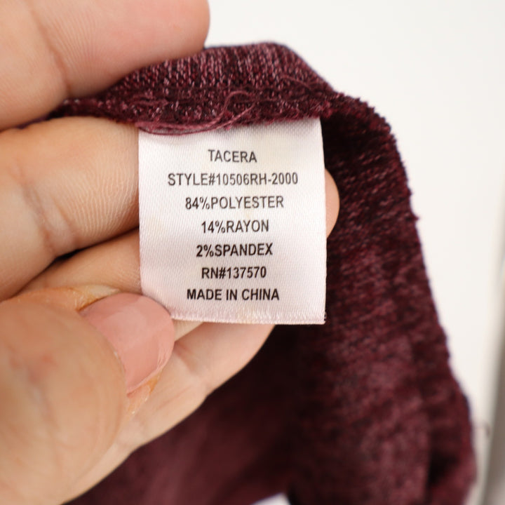 Tacera Womens XL Burgundy Space Dye Ruffle Sleeve Ring Detail Shift Dress