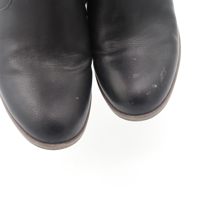 Journee Collection Black Faux Leather Ankle Boots Block Heel Side Zip Size 8.5M