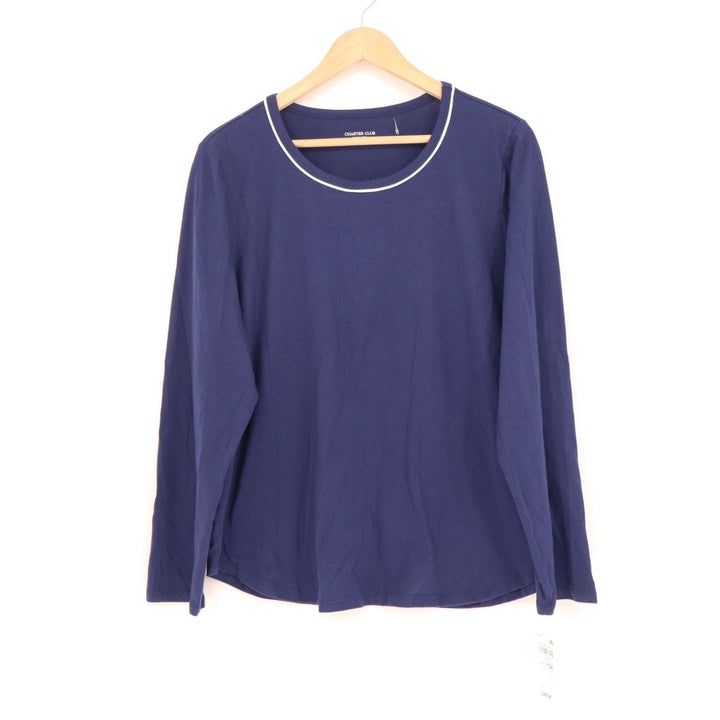 Charter Club Intimates Doorbuster Pajama Top Womens Large Navy Blue Sleepwear