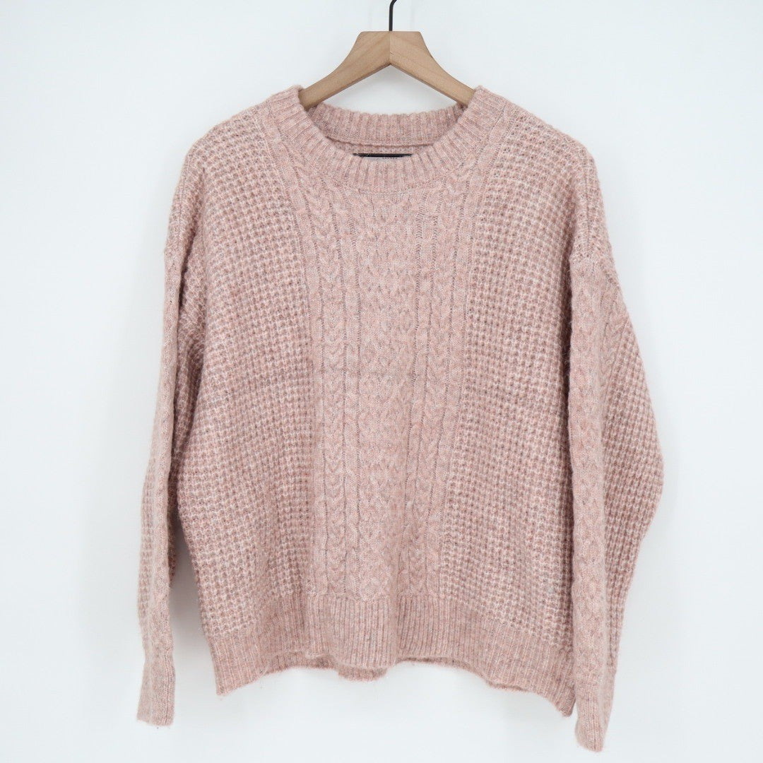 LC Lauren Conrad Pink Cable Knit Metallic Sparkle Sweater Size Large