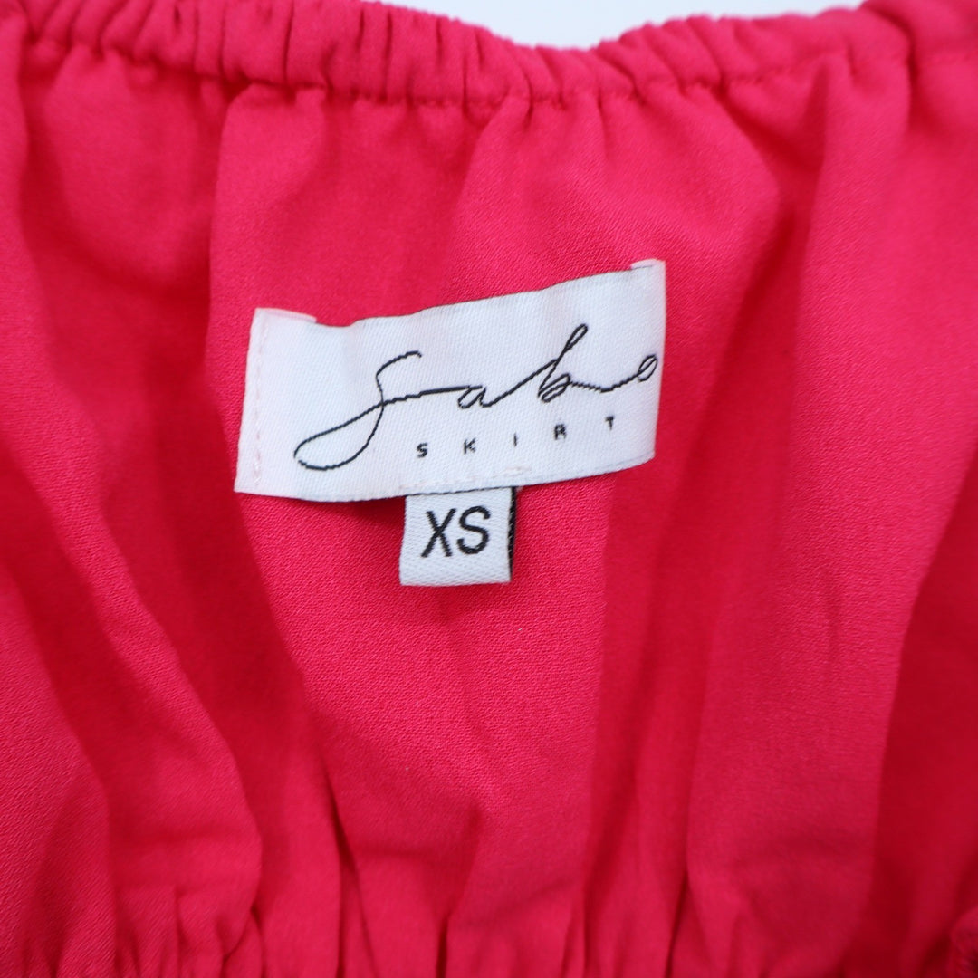 Sabo Skirt Pink Cutout Puff Sleeve Mini Dress XS Hot Pink Summer Vacation Boho