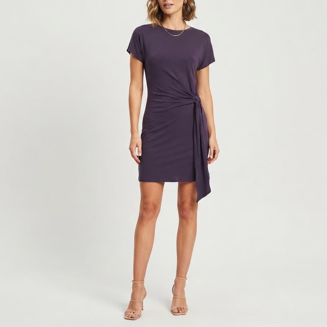 Olivia Rae New York Purple Side Tie Modal Blend T-Shirt Dress Small