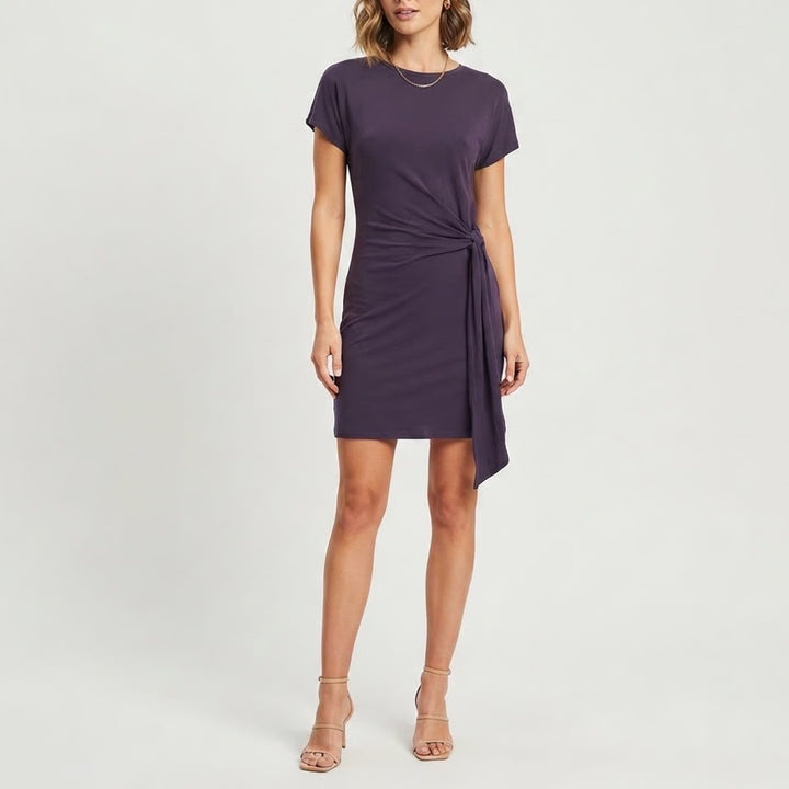Olivia Rae New York Purple Side Tie Modal Blend T-Shirt Dress Small