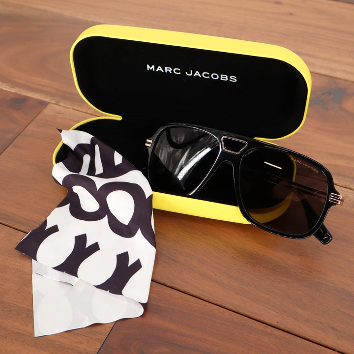Marc Jacobs MARC 415/S Black Gold Aviator Sunglasses with Case and Cloth