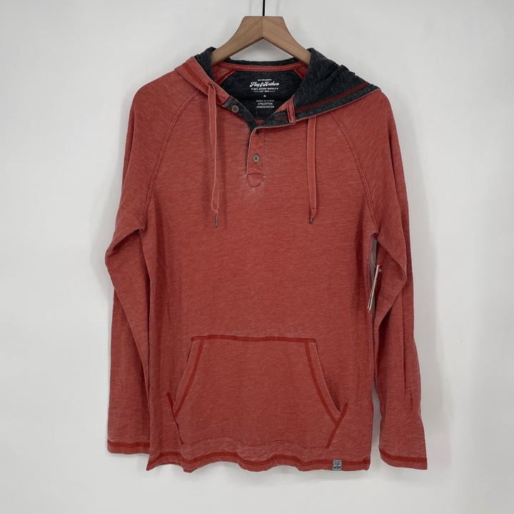 Flag & Anthem Mens Henley Hoodie Shirt Red Charcoal Size S Dry Goods Supply