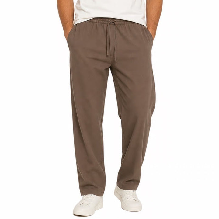 HM Mens Slim Fit Drawstring Trousers Brown Elastic Waist Pants Medium