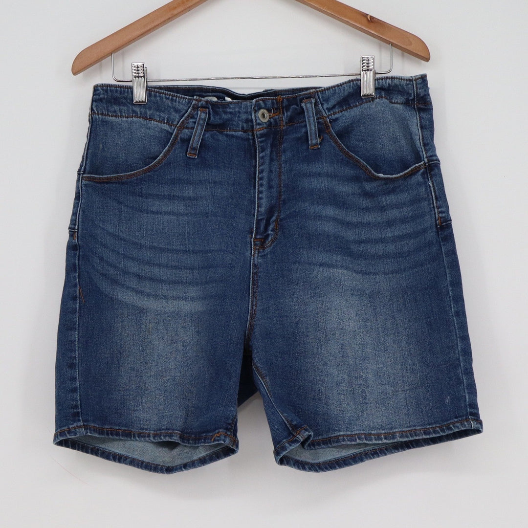 SONG Curvy Super High Rise Denim Shorts Womens 13/31 Blue Stretch Medium Wash