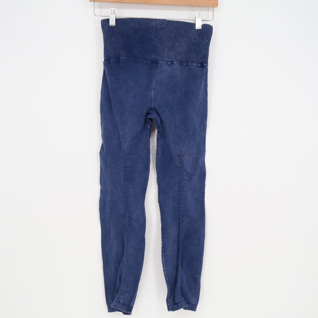 Free People Movement Good Karma Leggings Navy Acid Wash High Rise M/L
