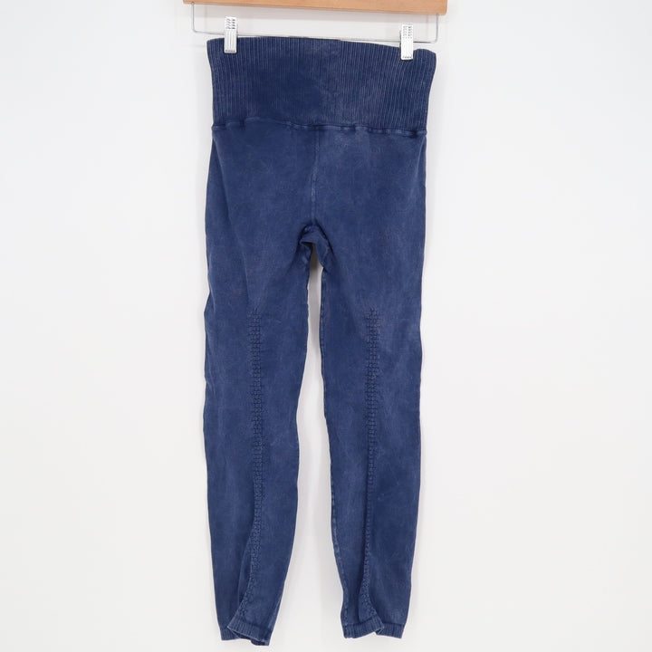 Free People Movement Good Karma Leggings Navy Acid Wash High Rise M/L